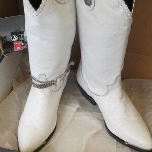 Cowboy Boots Women Dingo White Leather Size 8 1/2 or Size 6